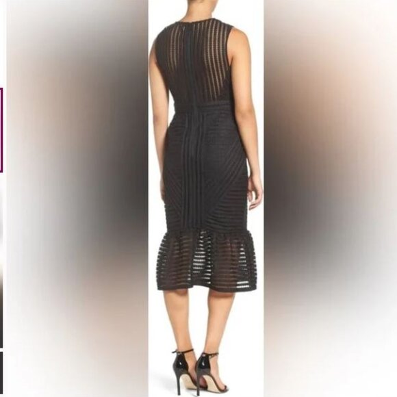 Midi Length Bardot Dress Black - Picture 2 of 5